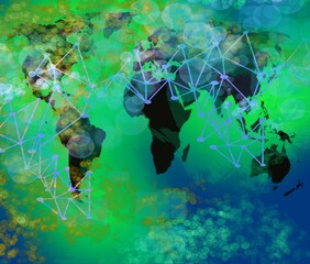 Wall Mural - Neural network design of lines and dots connecting intraneural worldwide gloabla technology background
abstract design AI intellegence science creative art