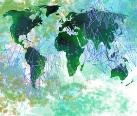 Wall Mural - Neural network design of lines and dots connecting intraneural worldwide gloabla technology background
abstract design AI intellegence science creative art