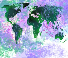 Wall Mural - Neural network design of lines and dots connecting intraneural worldwide gloabla technology background
abstract design AI intellegence science creative art