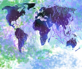 Wall Mural - Neural network design of lines and dots connecting intraneural worldwide gloabla technology background
abstract design AI intellegence science creative art