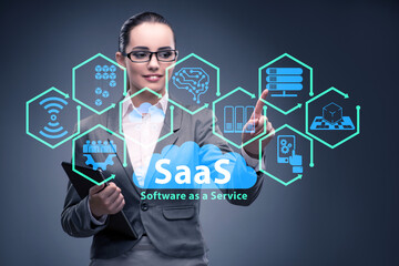 software as a service - saas concept with businesswoman