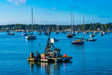 Mooring Raft Sailboats Padanaram Harbor Dartmouth Massachusetts