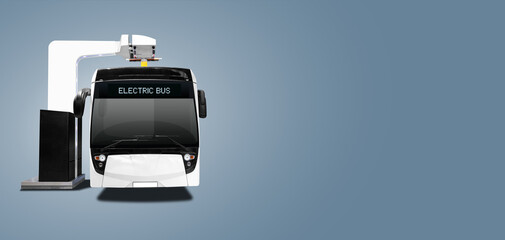 Sticker - Electric bus is charged by pantograph. Isolated on grey background