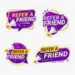 © Freshcare - Refer a friend banner label badge set. referral program vector illustration