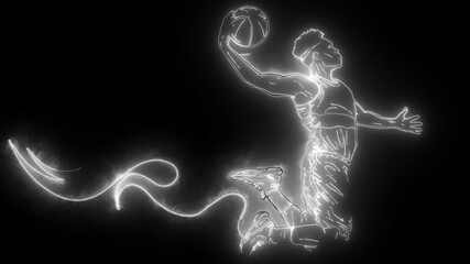 Canvas Print - Basketball player with flames digital video