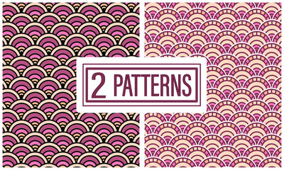 Set of two pink waves patterns