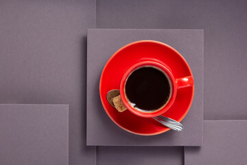 Poster - cup of coffee at abstract grey or grey background