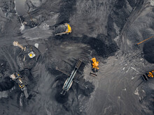 Coal Mining An Open Pit Extractive Industry, Top View Aerial