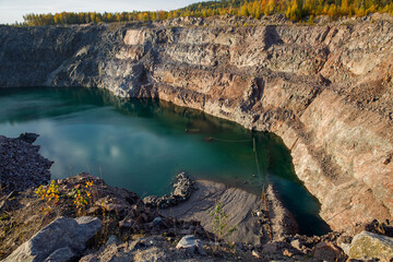 Wall Mural - abandoned quarry for mining. horizontal frame