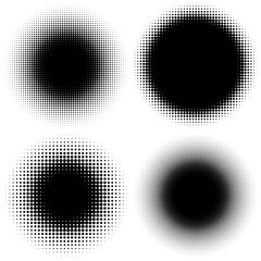 Poster - Halftone vector pattern, texture. Circles, dots, screentone illustration set. Freckle, stipple-stippling, speckles illustration. Pointillist vector art