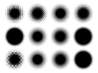 Aufkleber - Halftone vector pattern, texture. Circles, dots, screentone illustration. Freckle, stipple-stippling, speckles illustration. Pointillist vector art