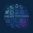 © tentacula - Online Turoring vector colorful linear concept round illustration on dark background