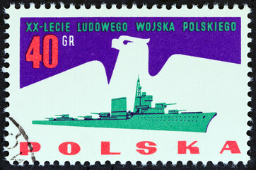 Sticker - Blyskawica destroyer, 20th Anniversary of the Polish People's Army (Poland 1963)