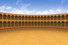 Ancient Coliseum Corrida Arena Empty Model. 3d Illustration.