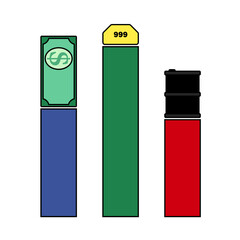 Sticker - Oil, Dollar And Gold Chart Concept Icon