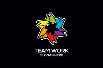 Wall Mural - Colorful people team logo design Design vector