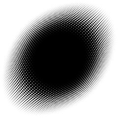 Poster - Spherical distortion halftone dots element. Orb, ball deform on bulge, bump speckles, polka-dots and screentone.Pointillist, pointillism abstract geometric circle element, pattern.Curve,camber FX