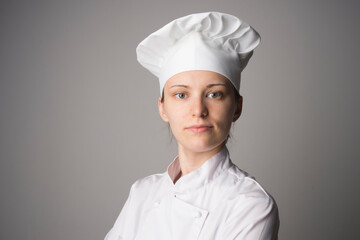 Canvas Print - Chef woman. Isolated over white background