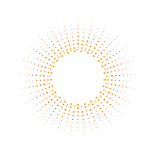 Light Rays Frame With Orange Dots. Shine Burst Background. Radiant Spark.