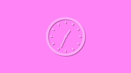 Amazing circle 12 hours clock isolated on pink background,clock icon