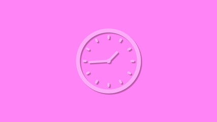 Amazing circle 12 hours clock isolated on pink background,clock icon