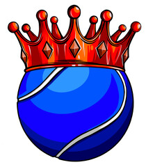 Sticker - King of tennis concept, a tennis ball wearing a gold crown vector