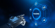 AI Robotic trader financial forex trading automation concept.