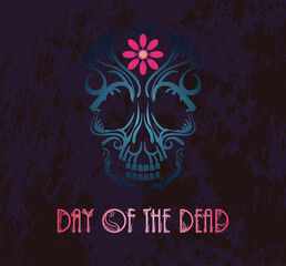 Wall Mural - Dia de Los Muertos. vector poster for the day of the dead. images of decorative silhouette skull
