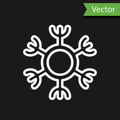 Poster - White line Snowflake icon isolated on black background. Vector.