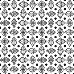 Wall Mural - Ornamental pattern design. Background for textile or wall paper. Black and white.