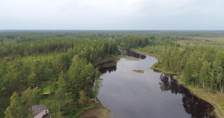Wall Mural - Aerial footage of dam with lake and river. Autumn landscape. Sunset.