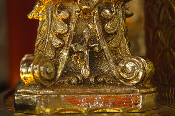 details of a tabernacle of a golden catholic church