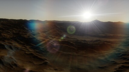  alien planet in space, science fiction landscape, 3d render	
