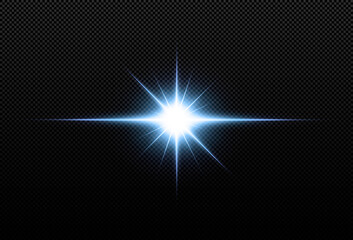 Wall Mural - Shining neon stars isolated on black background. Effects, lens flare, shine, explosion, neon light, set. Light star blue png. Light sun blue png. Light flash blue png. vector illustrator.