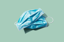 Blue Surgical Masks Overhead View - Flat Lay