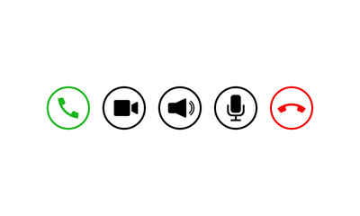 Wall Mural - communication icon set. phone, camera, sound, microphone, call signs. vector eps 10. isolated on whi