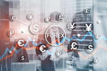 Poster - Blue Financial Forex Background. Trading trading stocks bonds.