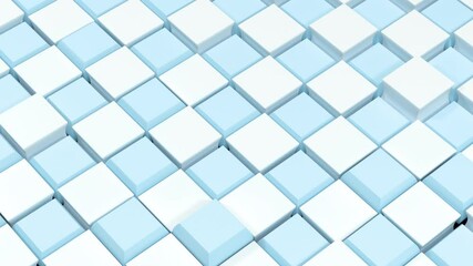 Sticker - Floating blue and white cubes background, 3d rendering.