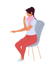 Sticker - Woman with scarf sitting on a chair