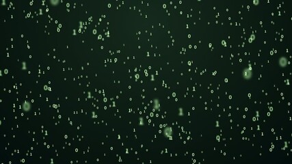Binary coding numbers scatting on green background, 3d rendering.