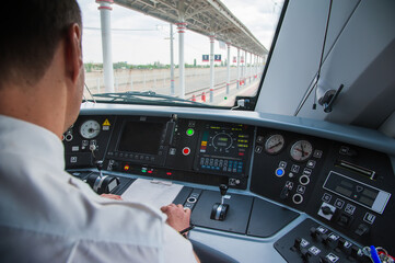 Wall Mural - Interior of a train operator's cab