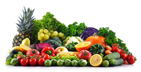 Wall Mural - Composition with variety of fresh vegetables and fruits