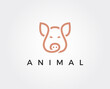 minimal pig head logo template - vector illustration