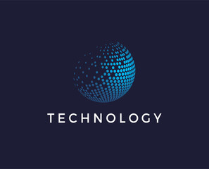 minimal digital world logo template - vector illustration
