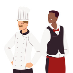 Sticker - young cook and waiter in uniforms