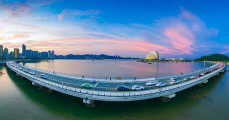 Wall Mural - Xinyue Bridge and Zhuhai Grand Theater, Zhuhai, China