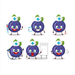 Doctor profession emoticon with blueberry cartoon character