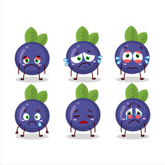 Sticker - Blueberry cartoon in character with sad expression