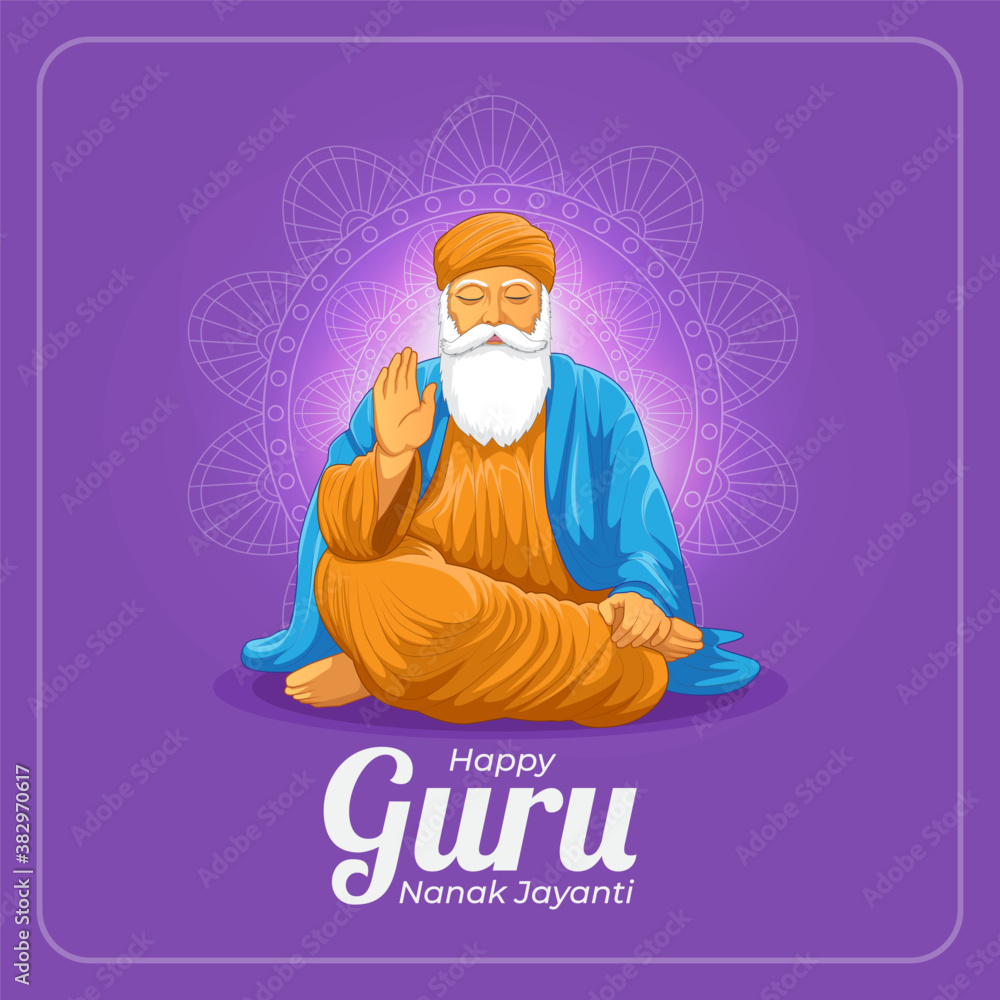 Guru nanak Jayanti Greeting card Stock Vector | Adobe Stock