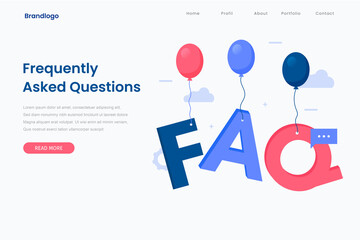Wall Mural - Corporate FAQ landing page template. That design can be used for websites, landing pages, UI, mobile applications, posters, banners